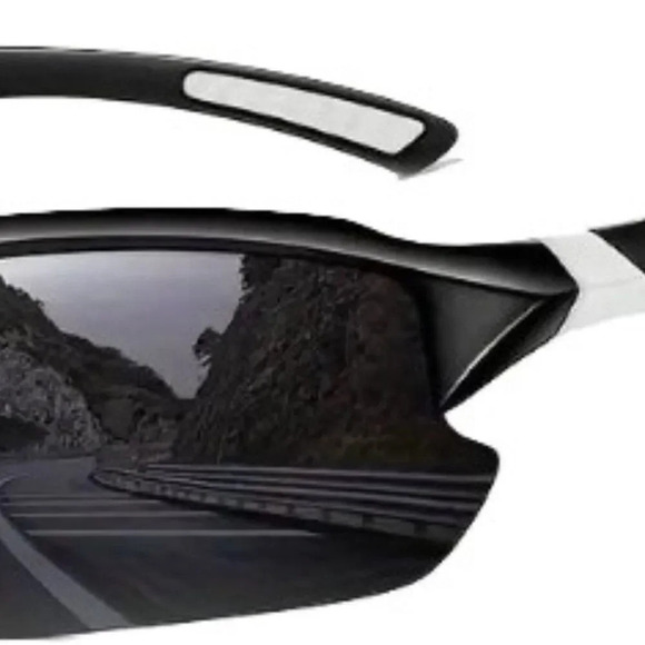 Kuguaok Unisex High-Performance Polarized Sunglasses Black with White trim - Picture 1 of 4